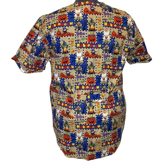 NEW Fundamentals by White Swan women's size XL Halloween Scrub Uniform top - Picture 2 of 8